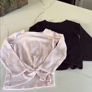 Cat & Jack Pink and Black Ribbed Long Sleeve Tops xs